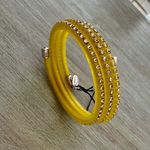 NWT Michael by Michael Kors Electric Yellow Rhinestone Spiral Bracelet